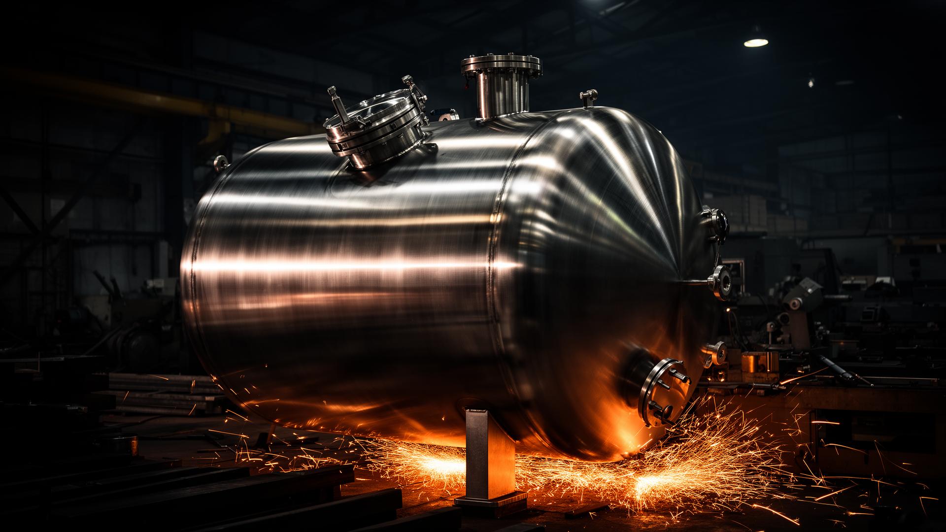Reator de aço inox em fábrica